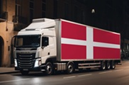 Road Transport Truck and Flag of Denmark